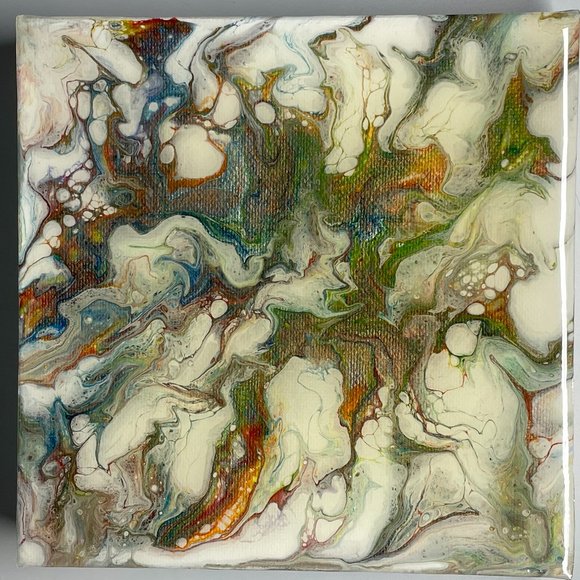 NWOT Fluid Art Abstract Painting, Acrylic Pour Art